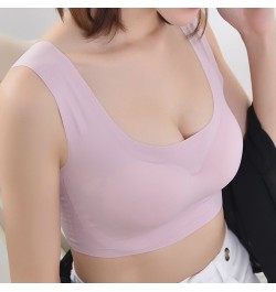 Thin Push Up Vest Bra Women Ice Silk Seamless Underwear Soft Comfortable Sleep Top With Chest Padded Plus Size Bras For Women...