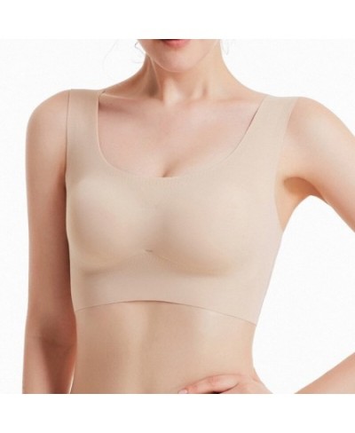 Thin Push Up Vest Bra Women Ice Silk Seamless Underwear Soft Comfortable Sleep Top With Chest Padded Plus Size Bras For Women...