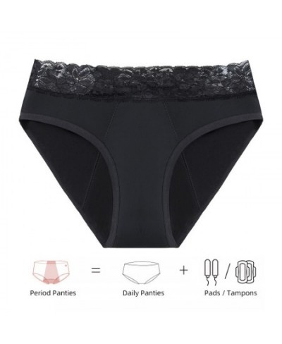 S-4XL Detachable buttons leak proof menstrual briefs sexy lace four layers absorbent physiological underwear plus size linger...