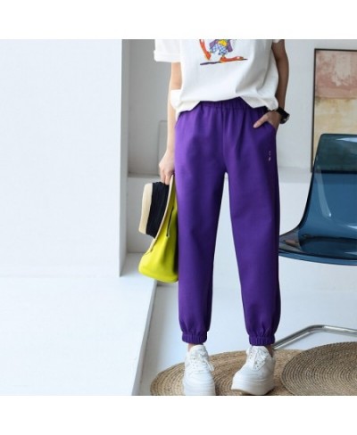 K9001C Korean version of casual all-in-one cartoon embroidery loose and thin high waist corset feet sports sweatpants $90.75 ...