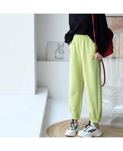 K9001C Korean version of casual all-in-one cartoon embroidery loose and thin high waist corset feet sports sweatpants $90.75 ...