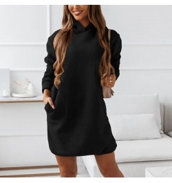 Autumn Casual Hoodies Dress Women Long Sleeve Fashion Hooded Long Sweatwear Office Lady Pullover Vintage Solid Streetwear Top...