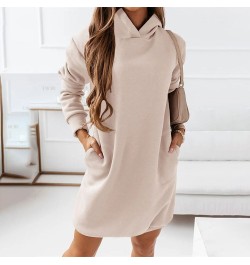 Autumn Casual Hoodies Dress Women Long Sleeve Fashion Hooded Long Sweatwear Office Lady Pullover Vintage Solid Streetwear Top...