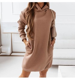 Autumn Casual Hoodies Dress Women Long Sleeve Fashion Hooded Long Sweatwear Office Lady Pullover Vintage Solid Streetwear Top...