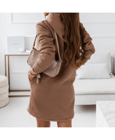 Autumn Casual Hoodies Dress Women Long Sleeve Fashion Hooded Long Sweatwear Office Lady Pullover Vintage Solid Streetwear Top...