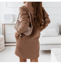 Autumn Casual Hoodies Dress Women Long Sleeve Fashion Hooded Long Sweatwear Office Lady Pullover Vintage Solid Streetwear Top...