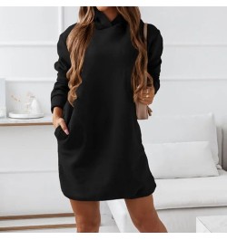 Autumn Casual Hoodies Dress Women Long Sleeve Fashion Hooded Long Sweatwear Office Lady Pullover Vintage Solid Streetwear Top...