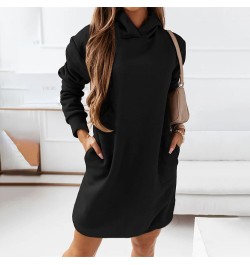 Autumn Casual Hoodies Dress Women Long Sleeve Fashion Hooded Long Sweatwear Office Lady Pullover Vintage Solid Streetwear Top...