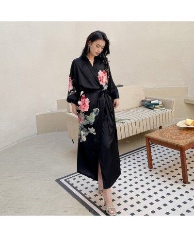 New Pijamas Women's Summer Thin Ice Silk Luxury Lace Up Morning Robe Homewear Loungewear Half Sleeve Kimono Bathrobe Gown $63...