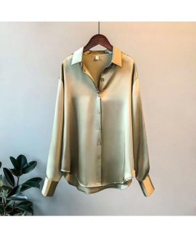 Blusa Satin Shirt Womens Clothing Silk Shirts Vintage Blouse Office Lady Sheer Top Longsleeve Dress Shirt Ladies Overshirt 69...