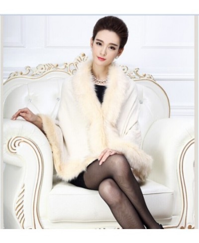 Women's Wedding Wool Shawl Cape Elegant Faux Fur Collar Shawl Cardigan Poncho Shawl Outwear $50.77 - Jackets & Coats