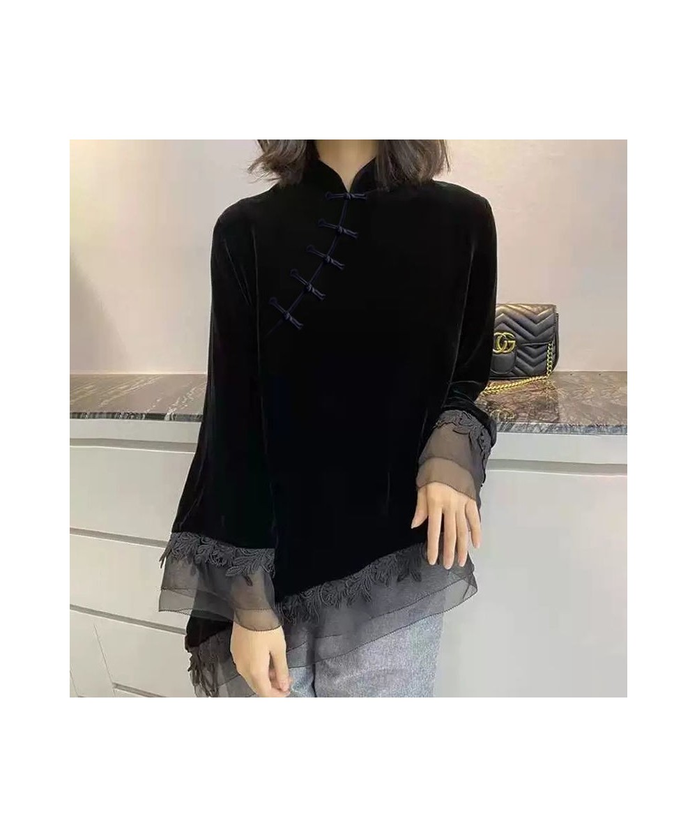 Popular Blouses Women Chinese Style Vintage Stand Collar Aesthetic Retro Patchwork Female Blusas Long Sleeve Temperament Chic...