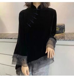 Popular Blouses Women Chinese Style Vintage Stand Collar Aesthetic Retro Patchwork Female Blusas Long Sleeve Temperament Chic...