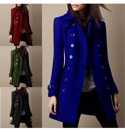 Women Autumn Winter Woolen Jacket Coat Long Sleeve Solid Color Single Breasted Button Turn Down Neck $68.48 - Jackets & Coats