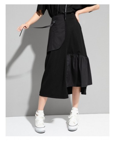 2023 summer new cover cross show thin a version irregular skirt personalized stitching Ruffle fashion dress $81.57 - Skirts