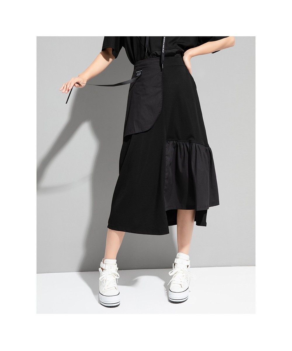 2023 summer new cover cross show thin a version irregular skirt personalized stitching Ruffle fashion dress $81.57 - Skirts