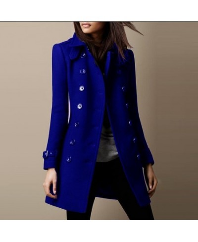 Women Autumn Winter Woolen Jacket Coat Long Sleeve Solid Color Single Breasted Button Turn Down Neck $68.48 - Jackets & Coats