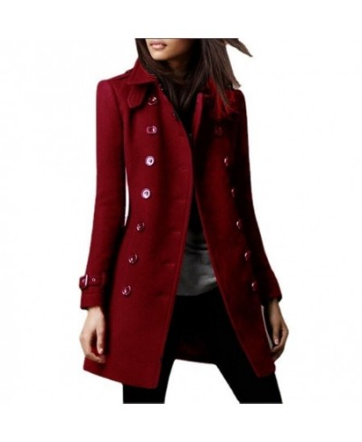 Women Autumn Winter Woolen Jacket Coat Long Sleeve Solid Color Single Breasted Button Turn Down Neck $68.48 - Jackets & Coats