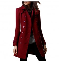 Women Autumn Winter Woolen Jacket Coat Long Sleeve Solid Color Single Breasted Button Turn Down Neck $68.48 - Jackets & Coats