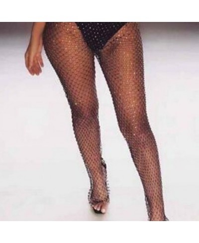Crystal Diamond Mesh Pants Women Sexy Summer Hollow Out Transparent Loose Long Fishnet Pants Trousers $34.54 - Pants & Capris