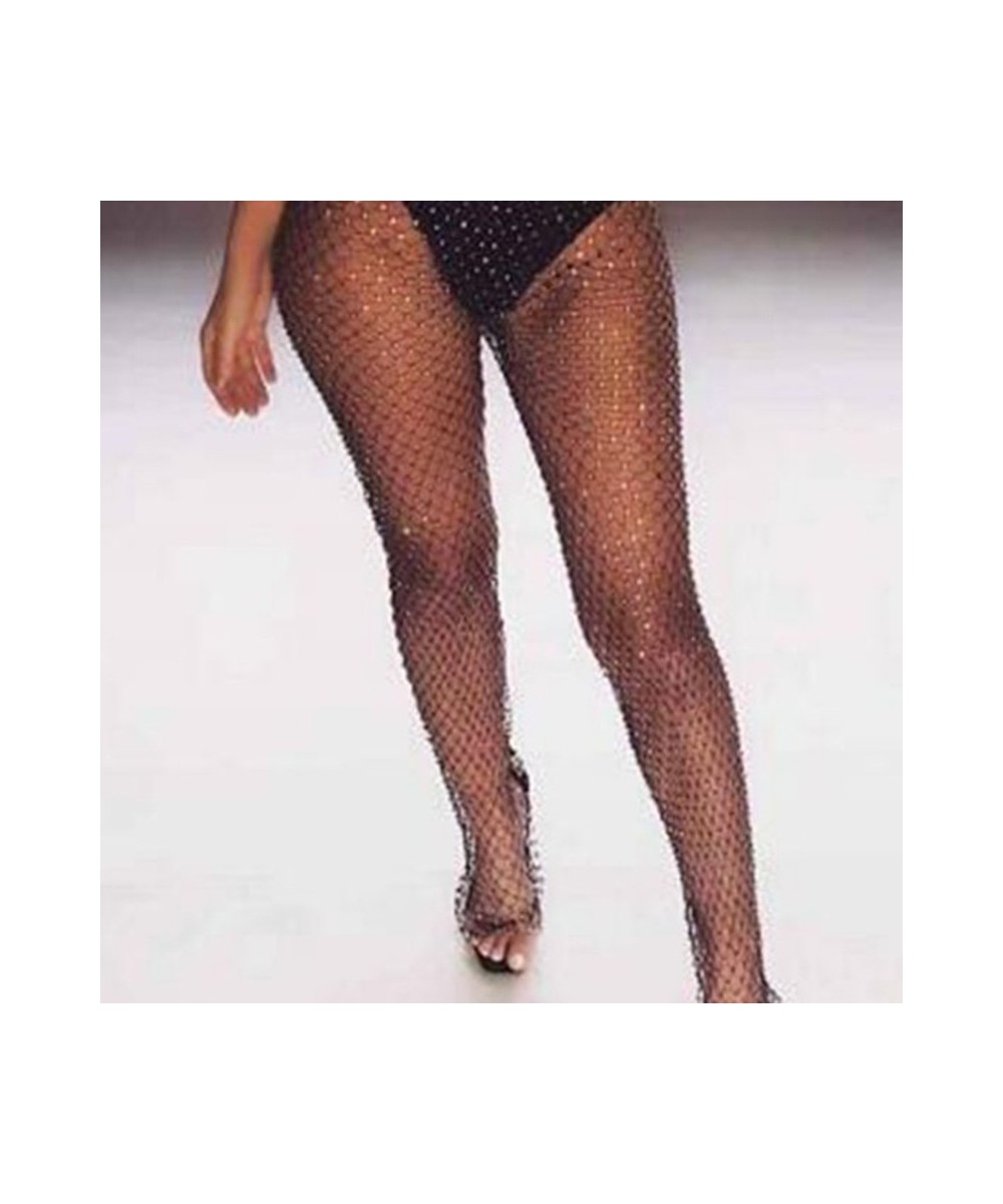 Crystal Diamond Mesh Pants Women Sexy Summer Hollow Out Transparent Loose Long Fishnet Pants Trousers $34.54 - Pants & Capris