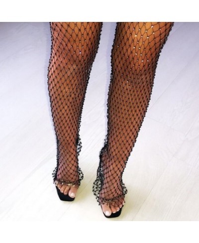 Crystal Diamond Mesh Pants Women Sexy Summer Hollow Out Transparent Loose Long Fishnet Pants Trousers $34.54 - Pants & Capris