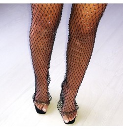 Crystal Diamond Mesh Pants Women Sexy Summer Hollow Out Transparent Loose Long Fishnet Pants Trousers $34.54 - Pants & Capris