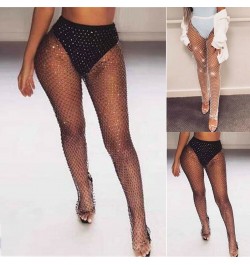 Crystal Diamond Mesh Pants Women Sexy Summer Hollow Out Transparent Loose Long Fishnet Pants Trousers $34.54 - Pants & Capris