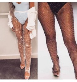 Crystal Diamond Mesh Pants Women Sexy Summer Hollow Out Transparent Loose Long Fishnet Pants Trousers $34.54 - Pants & Capris