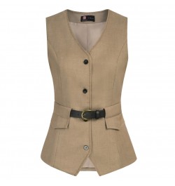 Women's Vintage Waistcoats Vest Fully Lined Business Vest Steampunk Dress Jacket With Pockets Single Breasted Handkerchief A3...