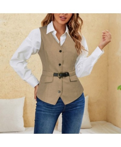 Women's Vintage Waistcoats Vest Fully Lined Business Vest Steampunk Dress Jacket With Pockets Single Breasted Handkerchief A3...