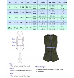 Women's Vintage Waistcoats Vest Fully Lined Business Vest Steampunk Dress Jacket With Pockets Single Breasted Handkerchief A3...