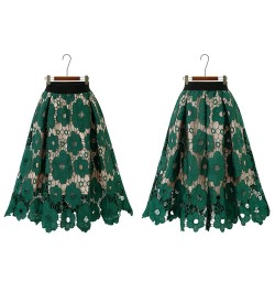 Spring Summer Lace Crochet Midi Skirts Womens High Waist 2022 New Hollow Out Elegant Office Chic A-Line Skirt Female $40.98 -...