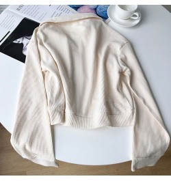 Solid Short Zipper Women's Sweatshirt Spring Autumn Turn Down Collar Long Sleeve Casual Thin Tops Loose Casual Women Jackets ...