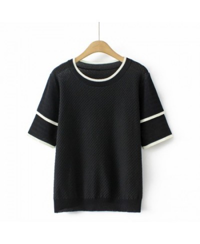 Plus Size Basic T-Shirt Women 2023 Summer Pelerine Design Ice Silk Knit O-Neck Tees Short Sleeve Tops Oversized Curve Clothes...