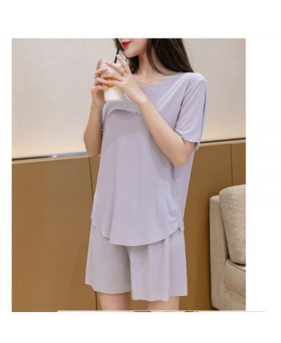 Ice Silk Women's Summer Cool Home Clothes Pajamas Refreshing Breathable Loose Large Size 200 Catties Fat Casual Wear $28.19 -...