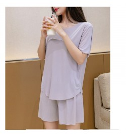 Ice Silk Women's Summer Cool Home Clothes Pajamas Refreshing Breathable Loose Large Size 200 Catties Fat Casual Wear $28.19 -...