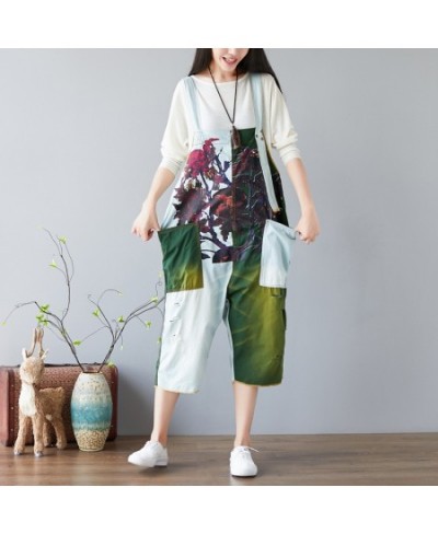 Women Printed Summer Light Print Patchwork Jumpsuits Overalls Pants Ladies Vintage Ripped Holes Rompers Trousers Female Print...