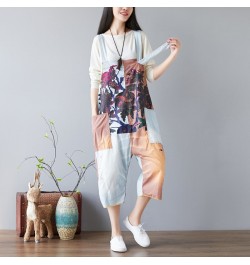 Women Printed Summer Light Print Patchwork Jumpsuits Overalls Pants Ladies Vintage Ripped Holes Rompers Trousers Female Print...