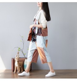 Women Printed Summer Light Print Patchwork Jumpsuits Overalls Pants Ladies Vintage Ripped Holes Rompers Trousers Female Print...