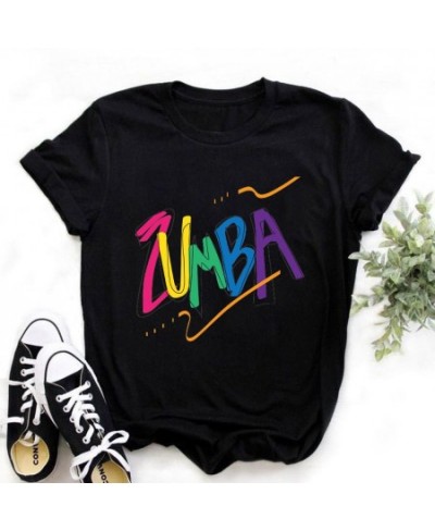 Summer Fashion Zumba Black Tshirt Women'S Clothing Fitness Dance Graphic Tees Shirt Femme Lover Sport Gymnastics T-Shirt Fema...