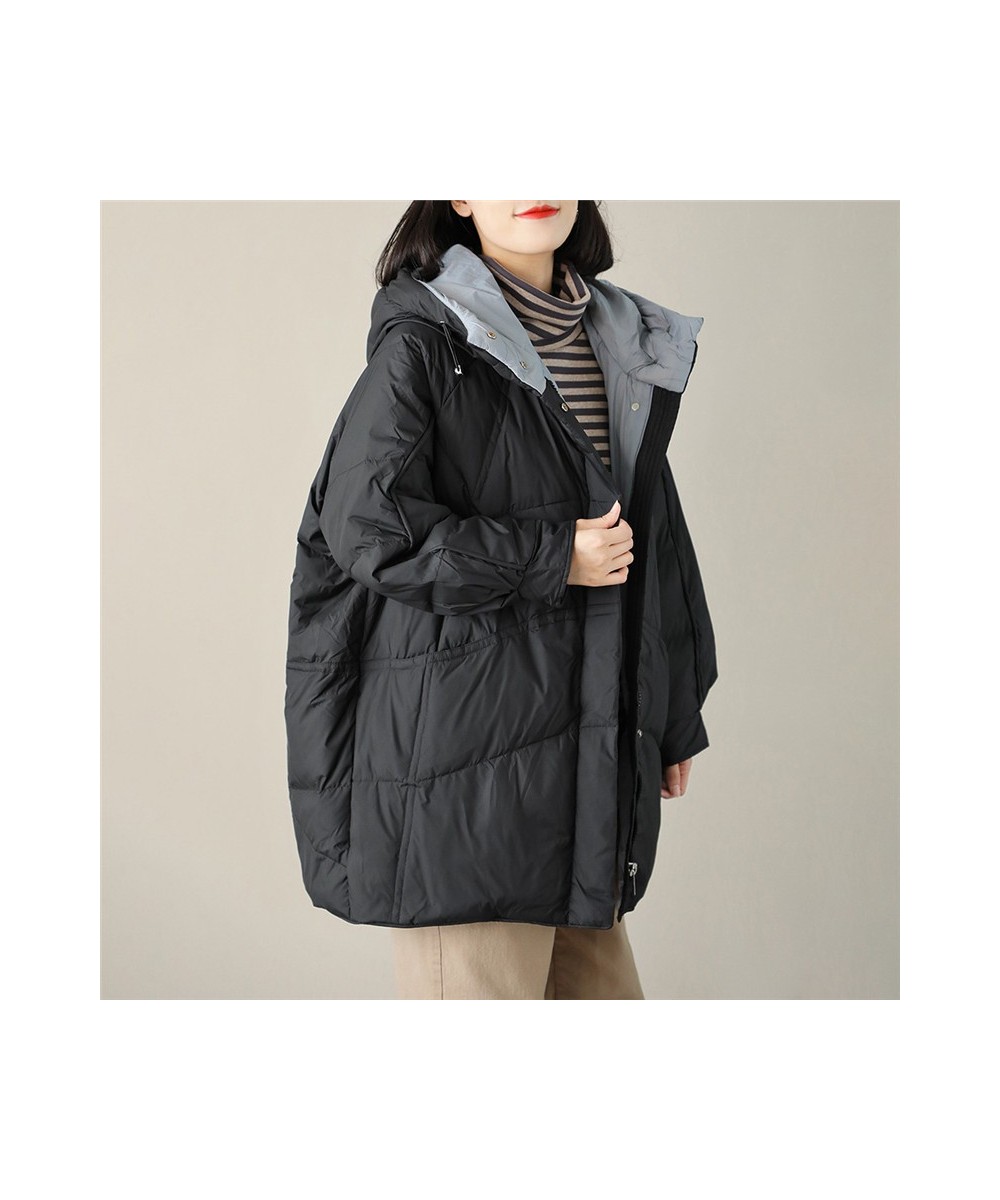 Autumn Winter Midi Long Hooded Down Coat Women Warm Thicken White Duck Down Jacket Parkas Female Loose Oversize Puffer Outwea...