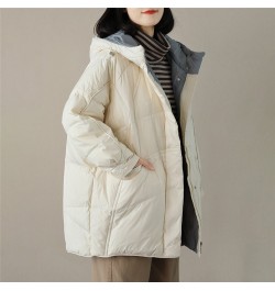 Autumn Winter Midi Long Hooded Down Coat Women Warm Thicken White Duck Down Jacket Parkas Female Loose Oversize Puffer Outwea...