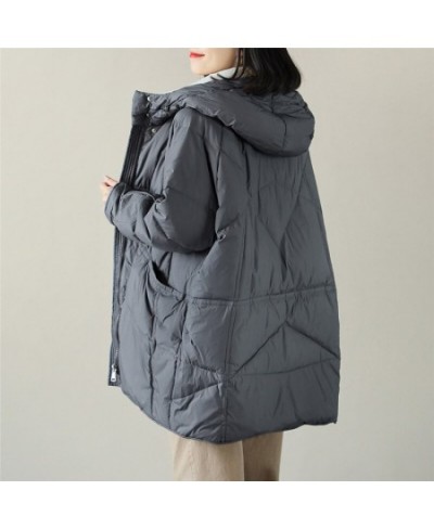 Autumn Winter Midi Long Hooded Down Coat Women Warm Thicken White Duck Down Jacket Parkas Female Loose Oversize Puffer Outwea...