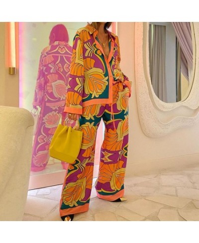 New Fashion Print Elegant Women's Pajamas Set 2023 Elastic Waist Straight 2 Piece Set Suit Casual Chic Youth Vacation Home Su...