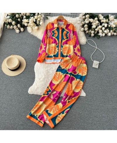 New Fashion Print Elegant Women's Pajamas Set 2023 Elastic Waist Straight 2 Piece Set Suit Casual Chic Youth Vacation Home Su...