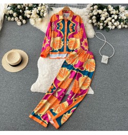 New Fashion Print Elegant Women's Pajamas Set 2023 Elastic Waist Straight 2 Piece Set Suit Casual Chic Youth Vacation Home Su...