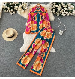 New Fashion Print Elegant Women's Pajamas Set 2023 Elastic Waist Straight 2 Piece Set Suit Casual Chic Youth Vacation Home Su...