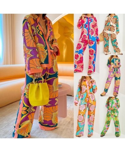 New Fashion Print Elegant Women's Pajamas Set 2023 Elastic Waist Straight 2 Piece Set Suit Casual Chic Youth Vacation Home Su...