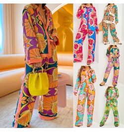 New Fashion Print Elegant Women's Pajamas Set 2023 Elastic Waist Straight 2 Piece Set Suit Casual Chic Youth Vacation Home Su...